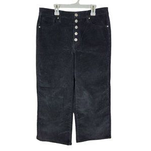 NWT Forever 21 Black Corduroy Button Fly Wide Leg Pants L